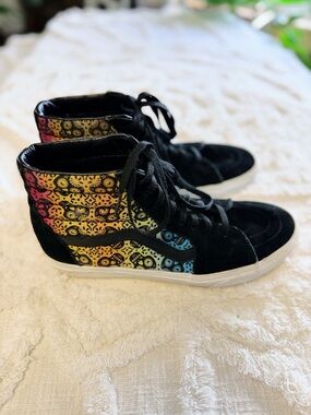 Vans Sk8-Hi Sugar Skull High Top Sneakers Mens 10 Womens 11.5 EUC